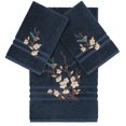 thumbnail image 1 of Authentic Hotel and Spa  Turkish Cotton Blue Bird Embroidered Midnight Blue 3-piece Towel Set, 1 of 5