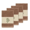 thumbnail image 1 of Authentic Hotel and Spa  Turkish Cotton Cactus Embroidered Latte Brown 4-piece Washcloth Set, 1 of 2