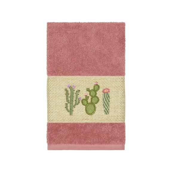 Authentic Hotel and Spa  Turkish Cotton Cactus Embroidered Tea Rose Hand Towel