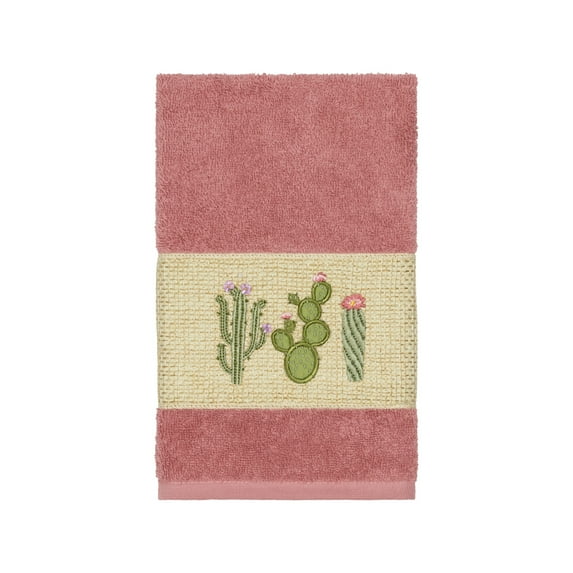 Authentic Hotel and Spa Turkish Cotton Cactus Embroidered Tea Rose Hand Towel