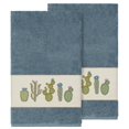 thumbnail image 1 of Authentic Hotel and Spa  Turkish Cotton Cactus Embroidered Teal Blue 2-piece Bath Towel Set, 1 of 3