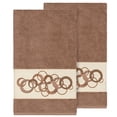 thumbnail image 1 of Authentic Hotel and Spa  Turkish Cotton Circles Embroidered Latte Brown 2-piece Bath Towel Set, 1 of 3