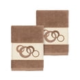 thumbnail image 1 of Authentic Hotel and Spa  Turkish Cotton Circles Embroidered Latte Brown 2-piece Washcloth Set, 1 of 3
