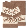 thumbnail image 1 of Authentic Hotel and Spa  Turkish Cotton Circles Embroidered Latte Brown 4-piece Towel Set, 1 of 5