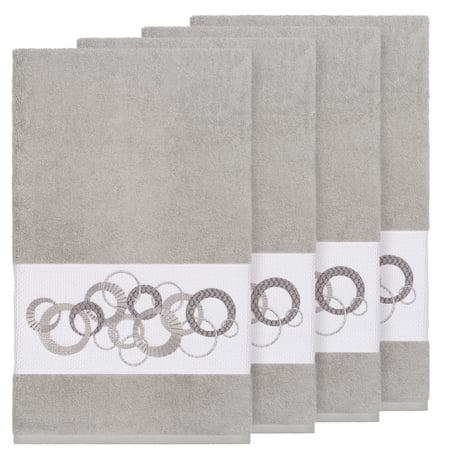 Authentic Hotel and Spa Turkish Cotton Circles Embroidered Light Grey 4-piece Bath Towel Set
