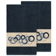 thumbnail image 1 of Authentic Hotel and Spa  Turkish Cotton Circles Embroidered Midnight Blue 2-piece Bath Towel Set, 1 of 2