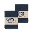 thumbnail image 1 of Authentic Hotel and Spa  Turkish Cotton Circles Embroidered Midnight Blue 2-piece Washcloth Set, 1 of 2