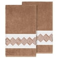 thumbnail image 1 of Authentic Hotel and Spa Turkish Cotton Diamonds Embroidered Latte Brown 2-piece Bath Towel Set, 1 of 2