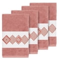 thumbnail image 1 of Authentic Hotel and Spa Turkish Cotton Diamonds Embroidered Tea Rose 4-piece Hand Towel Set, 1 of 3
