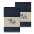 thumbnail image 1 of Authentic Hotel and Spa  Turkish Cotton Elephants Embroidered Midnight Blue 2-piece Towel Hand Set, 1 of 3