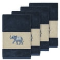 thumbnail image 1 of Authentic Hotel and Spa  Turkish Cotton Elephants Embroidered Midnight Blue 4-piece Hand Towel Set, 1 of 3