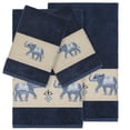 thumbnail image 1 of Authentic Hotel and Spa  Turkish Cotton Elephants Embroidered Midnight Blue 4-piece Towel Set, 1 of 4