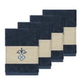 thumbnail image 1 of Authentic Hotel and Spa  Turkish Cotton Elephants Embroidered Midnight Blue 4-piece Washcloth Set, 1 of 3