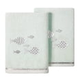 thumbnail image 1 of Authentic Hotel and Spa  Turkish Cotton Figi 2PC Embellished Hand Towel Set Aqua, 1 of 5
