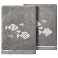 thumbnail image 1 of Authentic Hotel and Spa  Turkish Cotton Figi 2PC Embellished Hand Towel Set Charcoal, 1 of 5