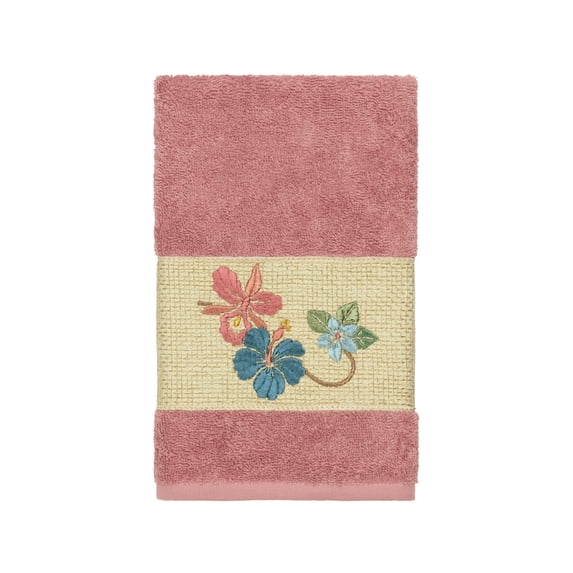 Authentic Hotel and Spa Turkish Cotton Floral Vine Embroidered Tea Rose Hand Towel