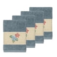 thumbnail image 1 of Authentic Hotel and Spa  Turkish Cotton Floral Vine Embroidered Teal Blue 4-piece Washcloth Set, 1 of 2