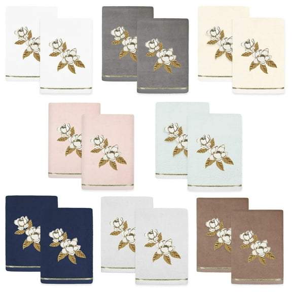 Authentic Hotel and Spa  Turkish Cotton Maggie 2 PC Hand Towel Set White