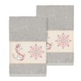 thumbnail image 1 of Authentic Hotel and Spa Turkish Cotton Nautical Embroidered Light Grey 2-piece Towel Hand Set, 1 of 3