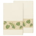 thumbnail image 1 of Authentic Hotel and Spa  Turkish Cotton Palm Fronds Embroidered Cream 2-piece Bath Towel Set, 1 of 2