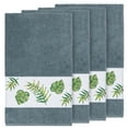 thumbnail image 1 of Authentic Hotel and Spa  Turkish Cotton Palm Fronds Embroidered Teal Blue 4-piece Bath Towel Set, 1 of 3