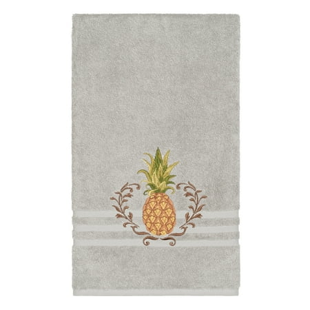 Authentic Hotel and Spa Turkish Cotton Pineapple Embroidered Light Grey Bath Towel