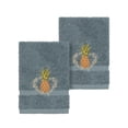 thumbnail image 1 of Authentic Hotel and Spa Turkish Cotton Pineapple Embroidered Teal Blue 2-piece Washcloth Set, 1 of 2