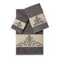 thumbnail image 1 of Authentic Hotel and Spa  Turkish Cotton Scrollwork Embroidered 3 piece Towel Set Charcoal, 1 of 5