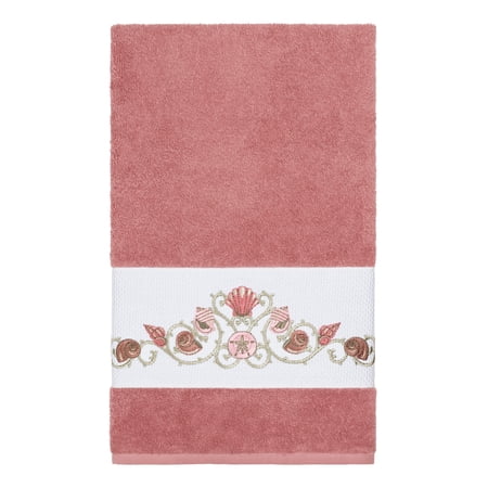 Authentic Hotel and Spa Turkish Cotton Shells Embroidered Tea Rose Bath Towel