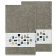 thumbnail image 1 of Authentic Hotel and Spa  Turkish Cotton Squares Embroidered Dark Grey 2-piece Bath Towel Set, 1 of 3