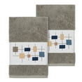 thumbnail image 1 of Authentic Hotel and Spa  Turkish Cotton Squares Embroidered Dark Grey 2-piece Towel Hand Set, 1 of 2