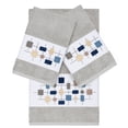 thumbnail image 1 of Authentic Hotel and Spa  Turkish Cotton Squares Embroidered Light Grey 3-piece Towel Set, 1 of 4