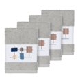 thumbnail image 1 of Authentic Hotel and Spa  Turkish Cotton Squares Embroidered Light Grey 4-piece Washcloth Set, 1 of 2