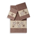 thumbnail image 1 of Authentic Hotel and Spa  Turkish Cotton Starfish Embroidered 3 piece Towel Set Latte, 1 of 5