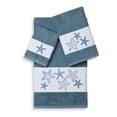 thumbnail image 1 of Authentic Hotel and Spa  Turkish Cotton Starfish Embroidered 3 piece Towel Set Teal, 1 of 5