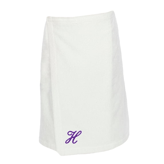 Authentic Hotel and Spa Turkish Cotton Terry Monogrammed White Womens Spa and Shower Towel Wrap White/H