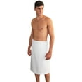 thumbnail image 1 of Authentic Hotel and Spa Turkish Cotton Terry White Men's Spa and Shower Towel Wrap, 1 of 3
