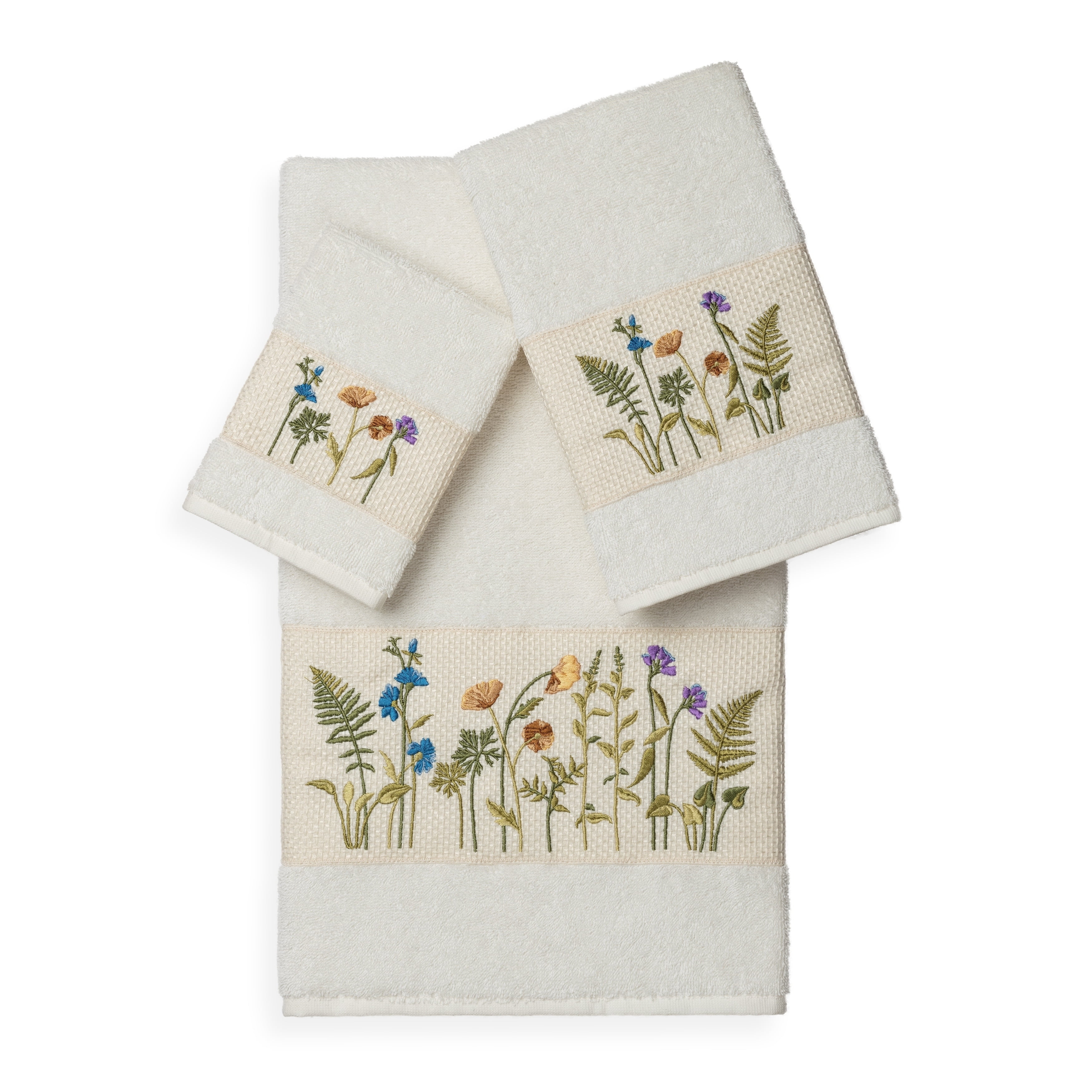 Embroidered - 3 Piece 100% Cotton Luxury Turkish Towel Set with 20 Different Colors