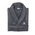 thumbnail image 1 of Authentic Hotel and Spa  Unisex Grey Turkish Cotton Terry Bath Robe with White Block Monogram A S/M, 1 of 5