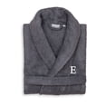 thumbnail image 1 of Authentic Hotel and Spa  Unisex Grey Turkish Cotton Terry Bath Robe with White Block Monogram E S/M, 1 of 5