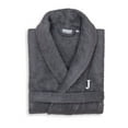 thumbnail image 1 of Authentic Hotel and Spa  Unisex Grey Turkish Cotton Terry Bath Robe with White Block Monogram J S/M, 1 of 5