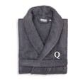 thumbnail image 1 of Authentic Hotel and Spa  Unisex Grey Turkish Cotton Terry Bath Robe with White Block Monogram Q S/M, 1 of 5