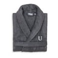 thumbnail image 1 of Authentic Hotel and Spa  Unisex Grey Turkish Cotton Terry Bath Robe with White Block Monogram U S/M, 1 of 5