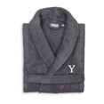 thumbnail image 1 of Authentic Hotel and Spa  Unisex Grey Turkish Cotton Terry Bath Robe with White Block Monogram Y L/XL, 1 of 5