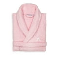 thumbnail image 1 of Authentic Hotel and Spa  Unisex Pink Turkish Cotton Terry Bath Robe with White Block Monogram A L/XL, 1 of 5