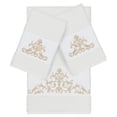 thumbnail image 1 of Authentic Hotel and Spa  White Turkish Cotton Scrollwork Embroidered 3 piece Towel Set, 1 of 3