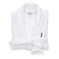 thumbnail image 1 of Authentic Hotel and Spa  White Unisex Turkish Cotton Waffle Weave Terry Bath Robe with Black Block Monogram J S/M, 1 of 5