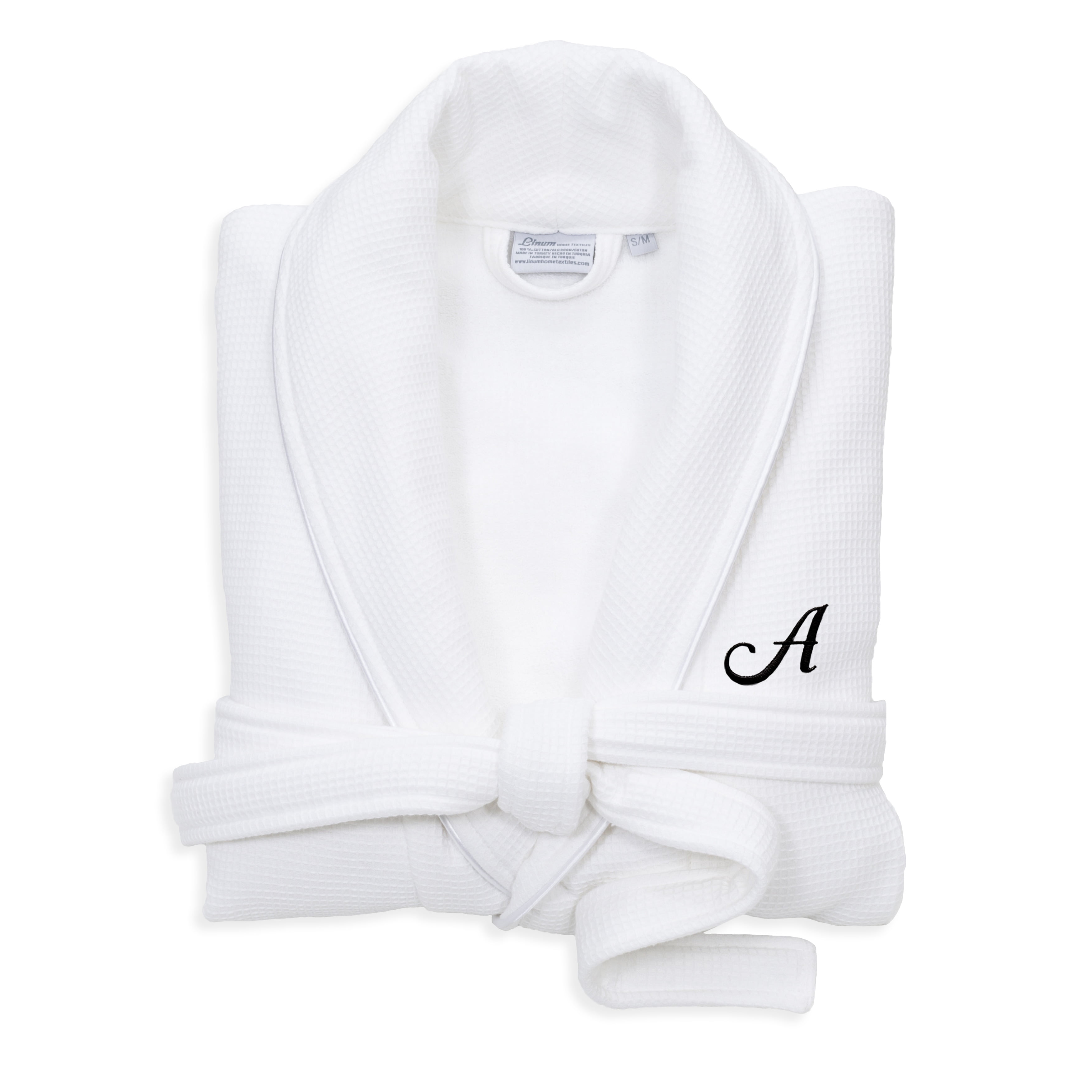 White - Sanganeri Block Print Waffle Weave Handwoven Bath Robe 24