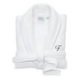 thumbnail image 1 of Authentic Hotel and Spa  White Unisex Turkish Cotton Waffle Weave Terry Bath Robe with Grey Script Monogram F S/M, 1 of 5