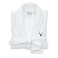 thumbnail image 1 of Authentic Hotel and Spa  White Unisex Turkish Cotton Waffle Weave Terry Bath Robe with Navy Block Monogram V S/M, 1 of 5